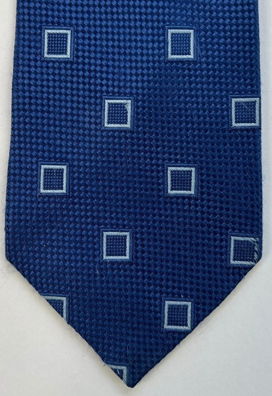 Nautica Blue Geometric Square Silk Tie Classic Width Woven Imported Mens